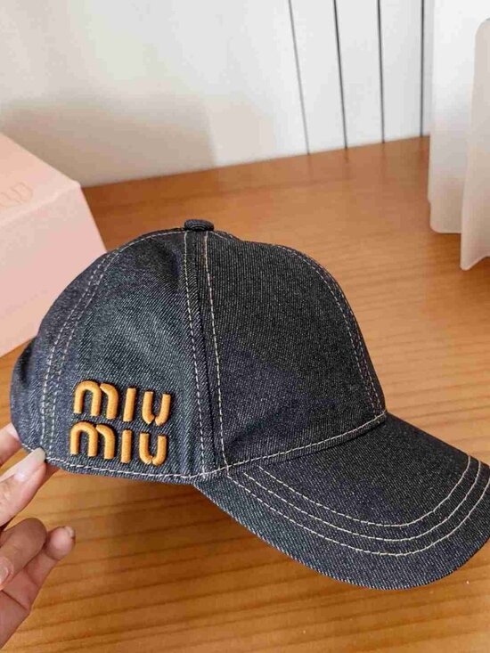 Miu Miu Black Denim Logo Baseball Cap main image 6